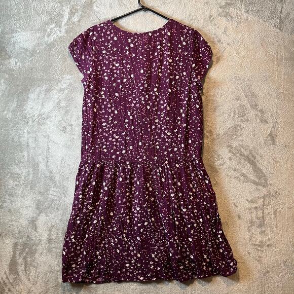 Garnet Hill Marina Crepe Dress Size Medium Purple Floral New Relaxed Fit New - Picture 4 of 7